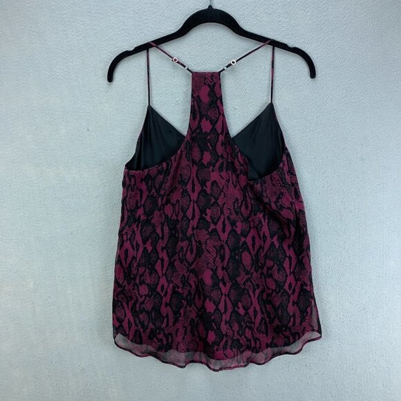 Lavender Brown Blouse Womens Small Silk Sleeveless Purple Black Animal Print - Picture 4 of 11